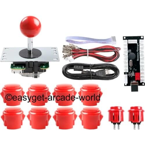 Arcade Raspberry Pi 1 2 3 Project Arcade Push Buttons + 5 Pin Arcade Stick + USB Encoder Board Replace Sanwa Button Joystick DIY
