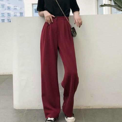 Bella 2020 Women Pants High Waist Leisure Solid Wide Leg Trousers Loose Korean Style All-match Simple Chic Ulzzang Long Pants