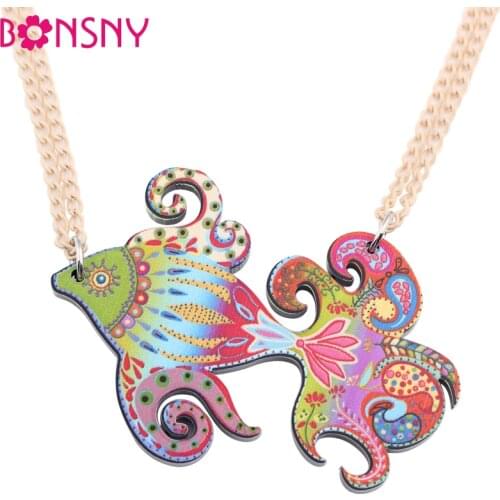 Bonsny Fish Necklace Acrylic Pattern Choker Collar Pendant Cute Animal Design Fashion Jewelry 2015 New For Women Girls Accessory
