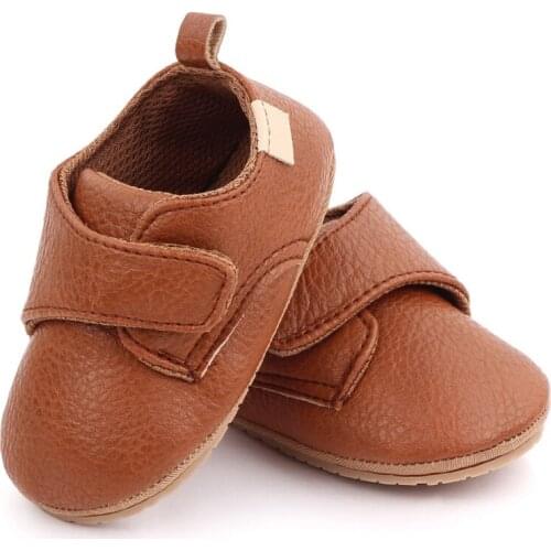 Newborn Infant Baby Boys Girls Classic PU Leather Solid Shoes Anti-Slip Soft Soled Spring Autumn Toddler Kid First Walker