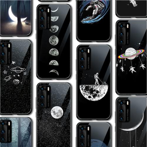 Ciciber Moon astronaut Glass Case for Huawei P30 P20 P40 P Smart Z 2019 Honor 20 10 9 9X Pro Mate 30 20 Lite Pro Nove 5T Cover