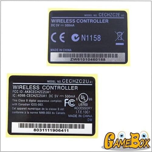 For PS3 Wireless Controller Housing Shell Slim Black Back Sticker Lable Seals Repair Parts