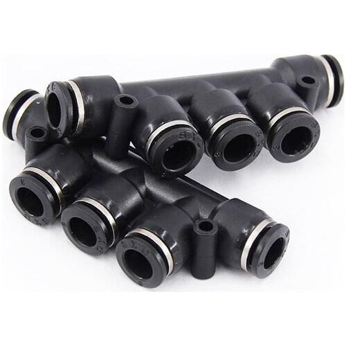 Black 1PC PKG series 5-way joint Pneumatic Quick Coupling Gas Pipe Plastic Connector