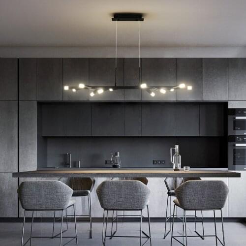 Black LED Dining room Lights Chandelier Restaurant Modern living room Lighting novelty Nordic cafe deco Hanging lamp