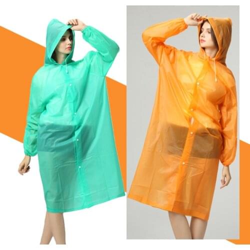 Fashion EVA Women Raincoat Waterproof Rain Coat Women Clear Transparent Camping Waterproof Rainwear Pullover