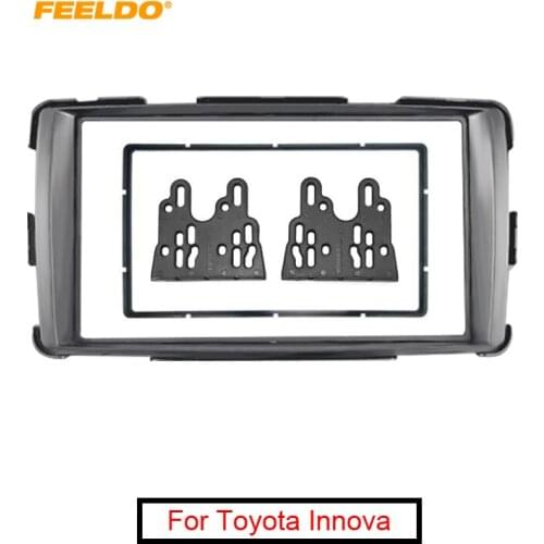 FEELDO Car Stereo Audio Fascia Frame Plate for Toyota Innova 2011+ 2Din CD/DVD Radio Dash installation Mount Kit