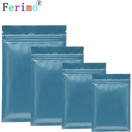 Ferimo 100pcs Blue Zip Lock Ziplock Bag Aluminum Foil Mylar Storage Bags For Anythings Plastic Pouch Wholesale