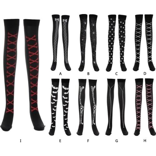 Halloween Skeleton Long Knee High Socks Fashion Women Costume Masquerade Carnival Cosplay Soft Socks Costumes Accessories