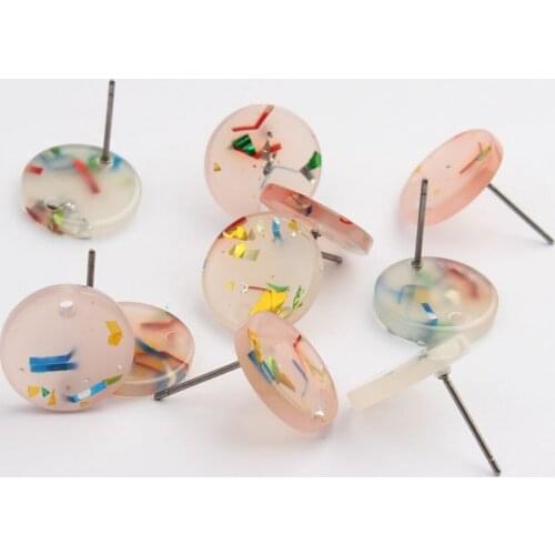 Acetate Resin Tortoiseshell Round Colorful Base Earrings Connector 13mm 10pcs/lot For DIY Earring Making Jewelry Accessories