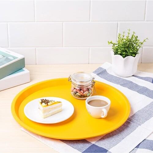 Round Plastic Waitress/Waiter tray Anti-slip Tea Tray Serving Table for Home Shop Office Bar Use