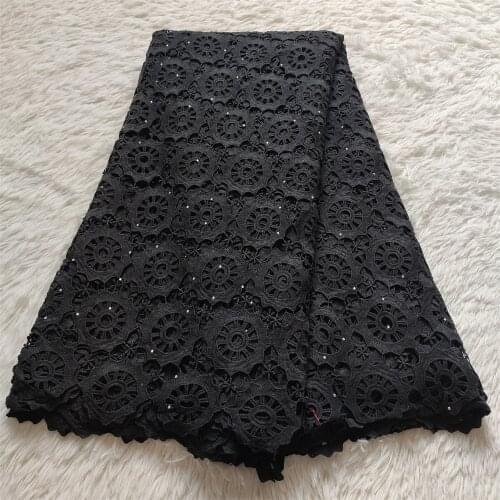 Black African Lace Fabric Embroidery Guipure Cord Lace High Quality French Water Soluble Laces For Party jlo51