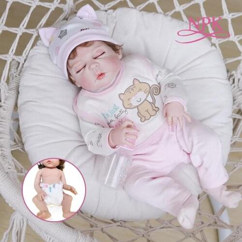 NPK 56CM Rebborn baby doll Lifelike soft full body silicone 100% hand-made detailed painting collectibles