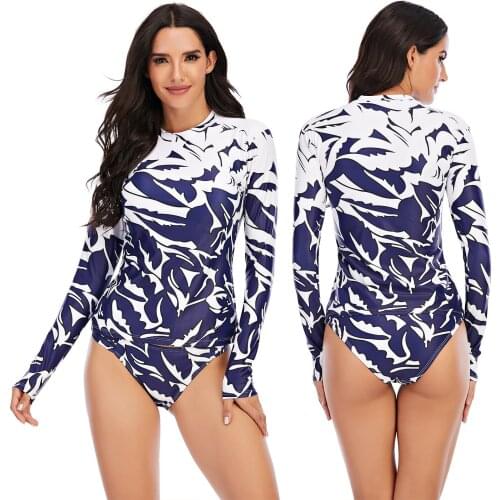 Swim wear Women One Piece Long Sleeve Swimwear Swimsuit Rash Guard Bathing Suit Pad Surfing Suit Bikini Diving