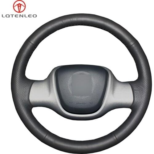 LQTENLEO Black PU Artificial Leather DIY Hand-stitched Car Steering Wheel Cover For Mercedes Benz Smart Fortwo