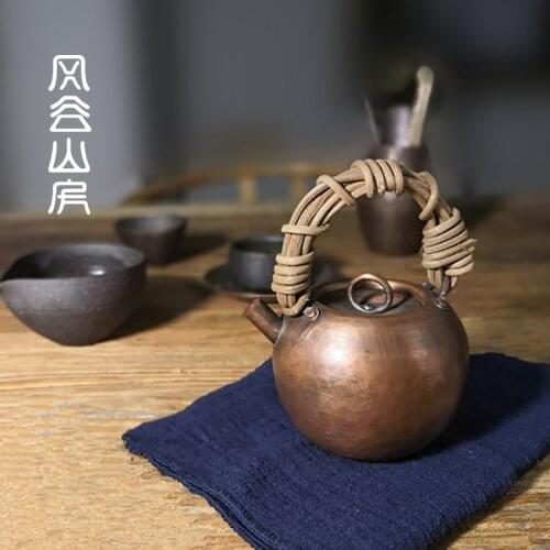 Japanese style handmade small tea pot household pure copper retro kungfu teapot boiling water kettle tea ceremony