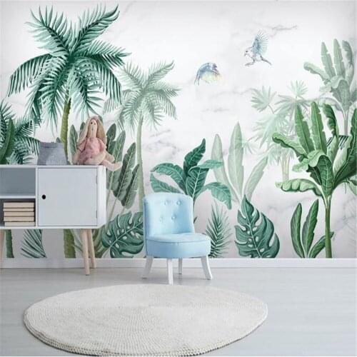 Milofi medieval hand painted tropical rain forest plant landscape background wall