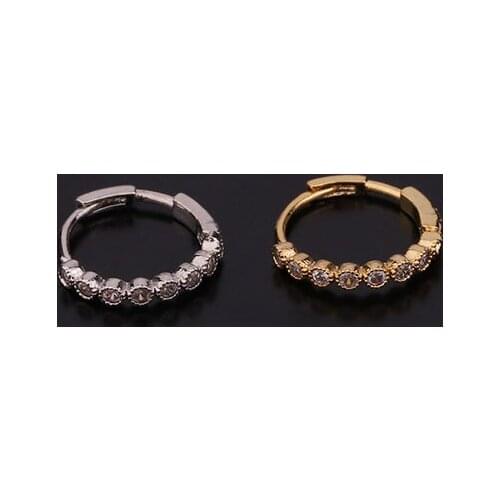 1 PCS Cute Mirco Pave CZ Circle Hoop Ear Bone Cuff Earring for Women Men Simple 8 mm Closed Round Copper Ear Clip Jewelry