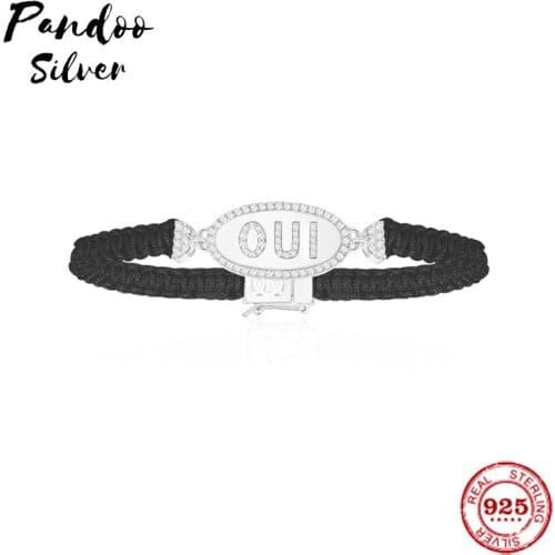 Fashion Charm Sterling Silver Copy 1:1 Copy,Yellow Silver Oui Black Macrame Bracelet Women 2021 Luxury Jewelry Gift