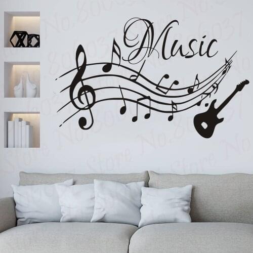 Musical Notes Music Guitar Vinyl Wall Stickers Living Room Decals Nursery Home Decor Removable Wallpaper Art Murals WL912