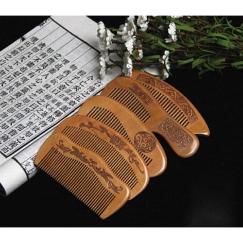 1pcs Natural Peach Wood Comb Anti-static Brush Close Teeth Head Massage Beard Hair Care Tools Beauty Accessories