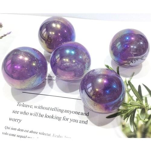 Natural colorful aura amethyst sphere crystal balls folk crafts healing stone for home decoration