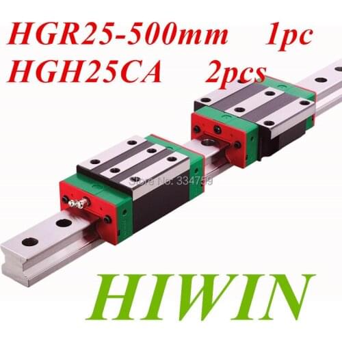 New HIWIN 25mm linear guide HGR25 L500mm Linear Rail and 2 pcs HGH25CA Linear Block Carriage CNC parts