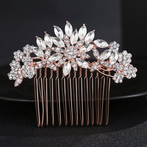 New simple bride insert comb jewelry Golden flower insert comb jewelry wedding dress accessories hair comb Wedding jewelry