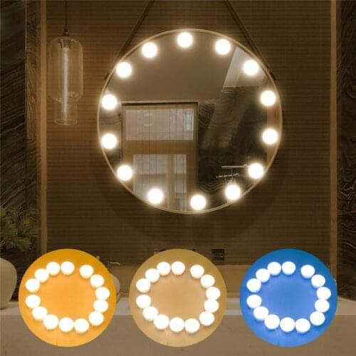NEW LED Mirror Lamp String USB Touch Control Light Three-color Stepless Dimming for Bathroom Dressing Table Beauty Makeup Lights