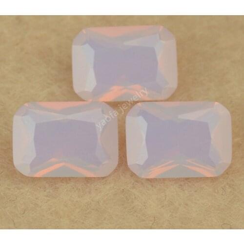 Wholesale 3x5~15x20mm 5A Translucent Opal Pink Nano Stone Loose Rectangle Octangle Shape Princess Cut Synthetic Gems For Jewelry
