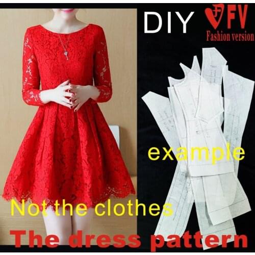 Sewing patterns for women stretch lace dress pattern swing mid-length 1:1 cutting picture BLQ-278