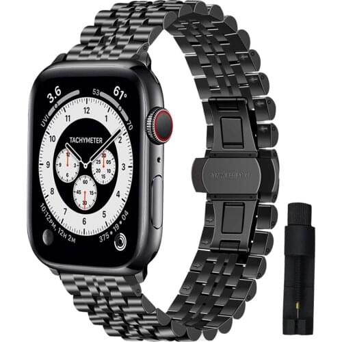 For apple watch strap se series 6 5 4 44mm 40mm 3 42mm 38mm band Stainless Steel luxury bracelet for iwatch Business wristbands