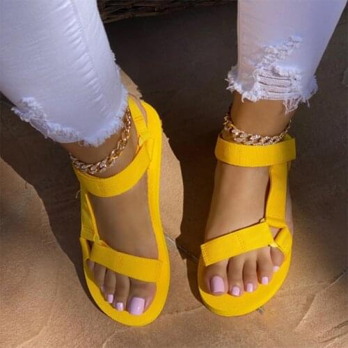 Cute Yellow Sandals for Women 2021 Casual Beach Shoes Spring Colors Fashion Foam Sandals Hook Loop Fashion Outdoor Flats Shoes