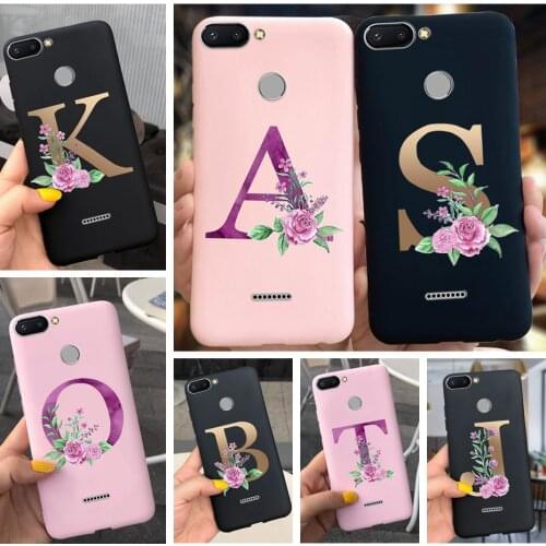 Silicone Case For Xiaomi Redmi 6 Case Simple Letters A Z Soft Tpu Phone Back Cover for xiaomi Redmi 6 bumper Redmi6 Coque Flower
