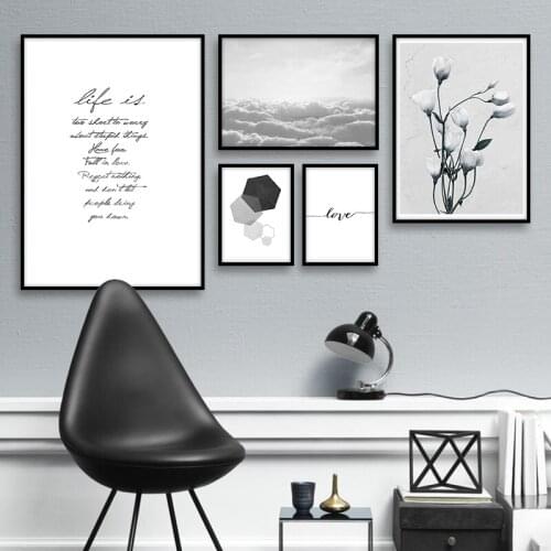 Scandinavian Poster Flower Canvas Print Wall Art Posters and Prints Quote Sky Landscape Wall Pictures for Living Room Home Decor