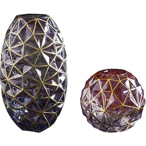 Nordic Glass Transparent Flower Pot Statue Sculptures Figure Plant Dried Flowers Hydroponic Pot Crafts Living Room Decorations