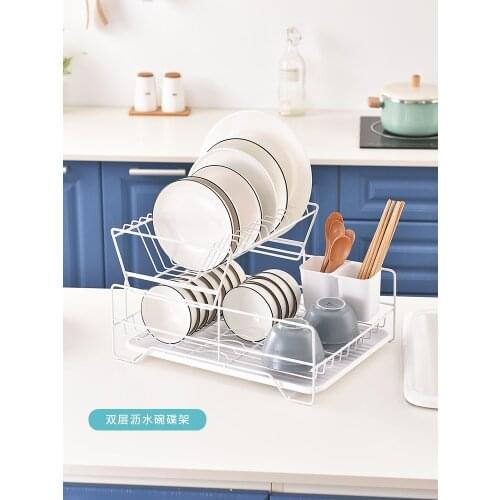 Slot-type design Dish draining rack basket free split combination double-layer Kitchen Table Table tableware plate drying
