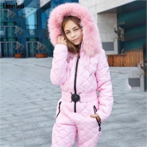 Warm Women One Piece Ski Jumpsuit Breathable Snowboard Jacket Skiing Pant Sets Bodysuits Outdoor Suits Women Zipper Ski Suit