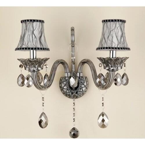 Decoration crystal K9 European style bedroom wall lamp with E14 led light