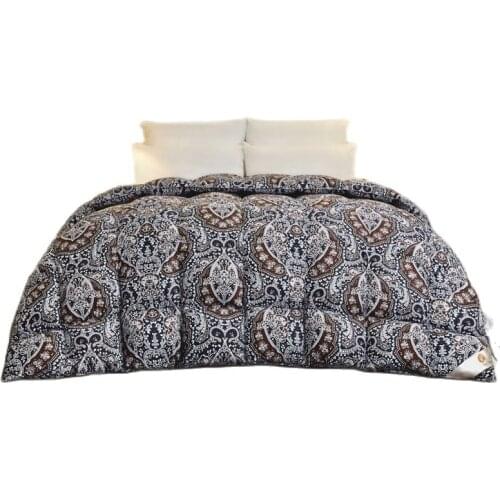 Lowest Price Goose Down Thickened Quilt Printed Down Comforter Winter/Summer Pure Color Quilt Cover King Queen Double Free Shipp