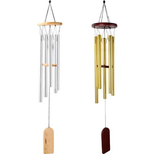 Wind Chimes Antirust Copper Carillon With 5 Metal Hollow Tubes For Outdoor Garden Decorations Yard Living Room Decoration