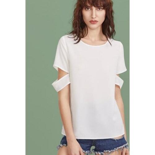 Womens Ladies Black white T-shirt Short Sleeve Loose Top Blouse