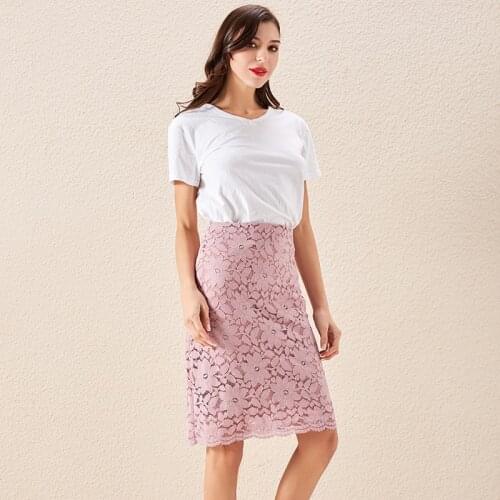 Women Skirt Summer Plus Size Lace Elegant Office Skirts Lady Pencil Bandage Skirt For Female Skirts Knee-length High Waist 2020