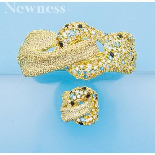 Newness Newest Famous Brand Cross Geometry Cubic Zironia CZ Bangle Ring Set For Women Wedding Dubai Bridal Jewelry Set