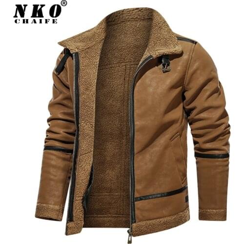 CHAIFENKO Winter Mens Leather Jackets New Fashion Motor Fur Collar Leather Jacket Coat Men Casual Fleece Biker Brand Jacket Men