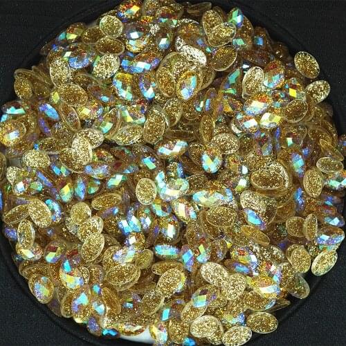 1000PCS 4*6mm oval shape Color number 009 AB resin Non Hot Fix Acryl flatback rhinestone Beads DIY