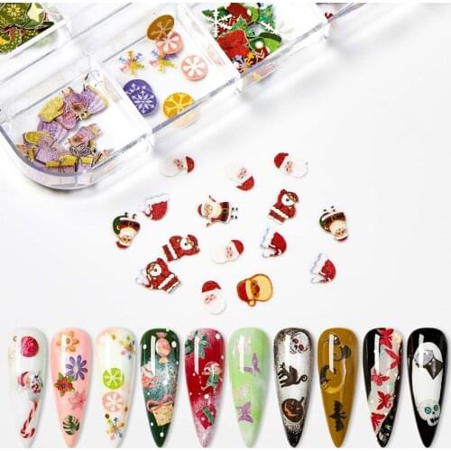 12 Grids/ Box Mix Color Nail Art Sequins for Manicure DIY Christmas Halloween Flower Butterfly Nail Jewelry Decoration