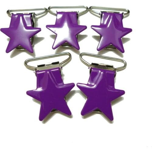 25pcs 1'' 25mm #24 Purple Colored Enamel Star Shape Suspender Clips
