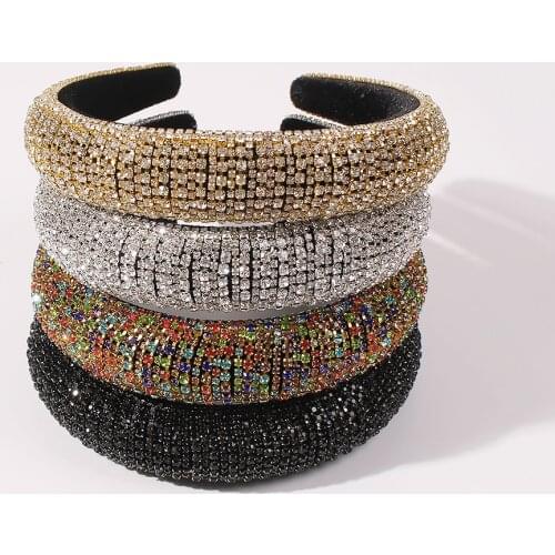 3 Pieces/lot Rhinestone Hair Bands For Women Lady Luxury Shiny Padded Full Crystal Headband Hair Hoop Headress Hair Accessories
