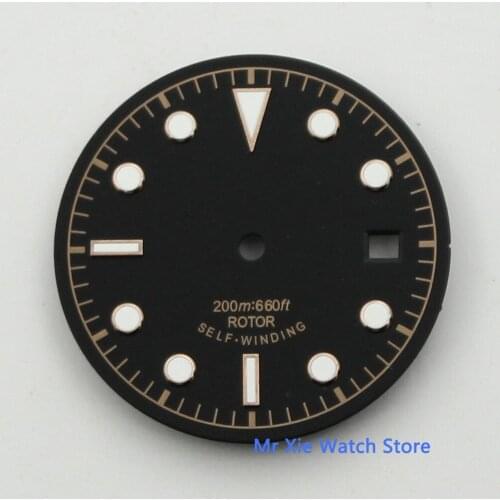 30.5mm Sterile luminous black watch dial fit Miyota 8205 8215,ETA 2836, Mingzhu DG2813 ST1612 movement watch