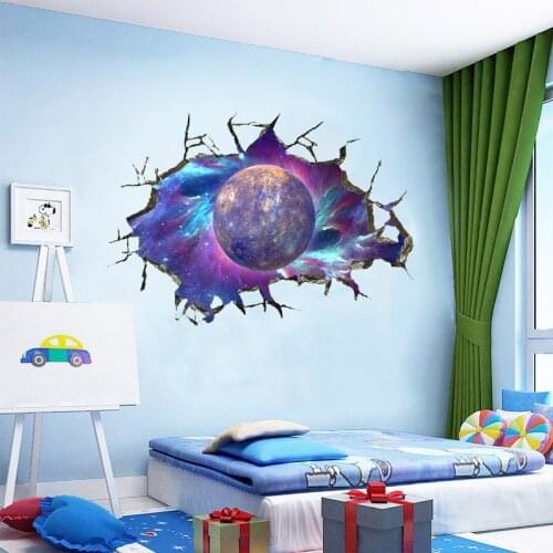 3d brick Wall Milky Way Planet Wall Sticker for Kids Boy Room Home Decor Cosmic Space Galaxy Art Mural Floor Ceiling Wall Decals